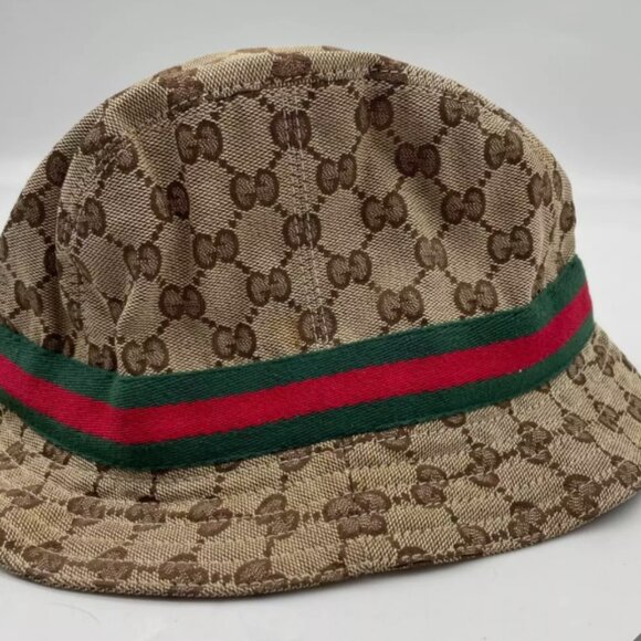 GUCCI GG Pattern Sherry Line Bucket Hat Size M but fits small only, Authentic - Picture 3 of 8